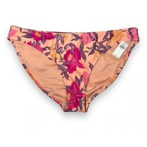 Women's Classic Midrise Bikini Bottom Peach Floral Size XXXL 3XL Old Navy New